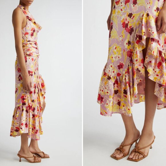 Cinq a Sept Tossed Floral Olivia Dress in Mauve Orchid Multi NWT - Picture 2 of 8